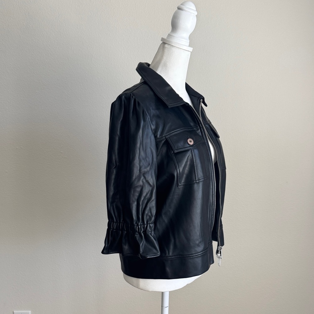 Elegant Black Leather Women's Jacket - Picture 3 of 6